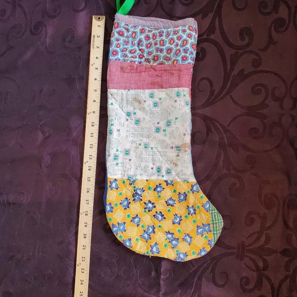 Antique quilt Christmas stocking